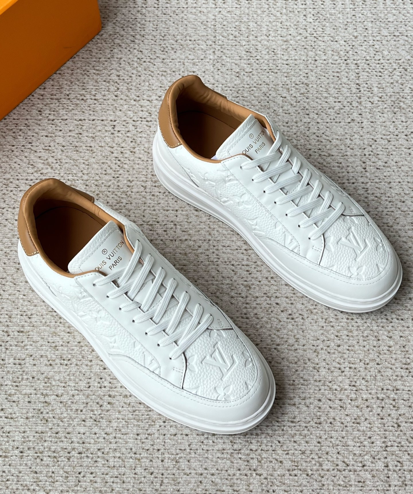 Louis Vuitton Men's Beverly Hills Sneakers Fashion Casual Lace Up Black Cowhide Embossed Sneakers Shoes #71843