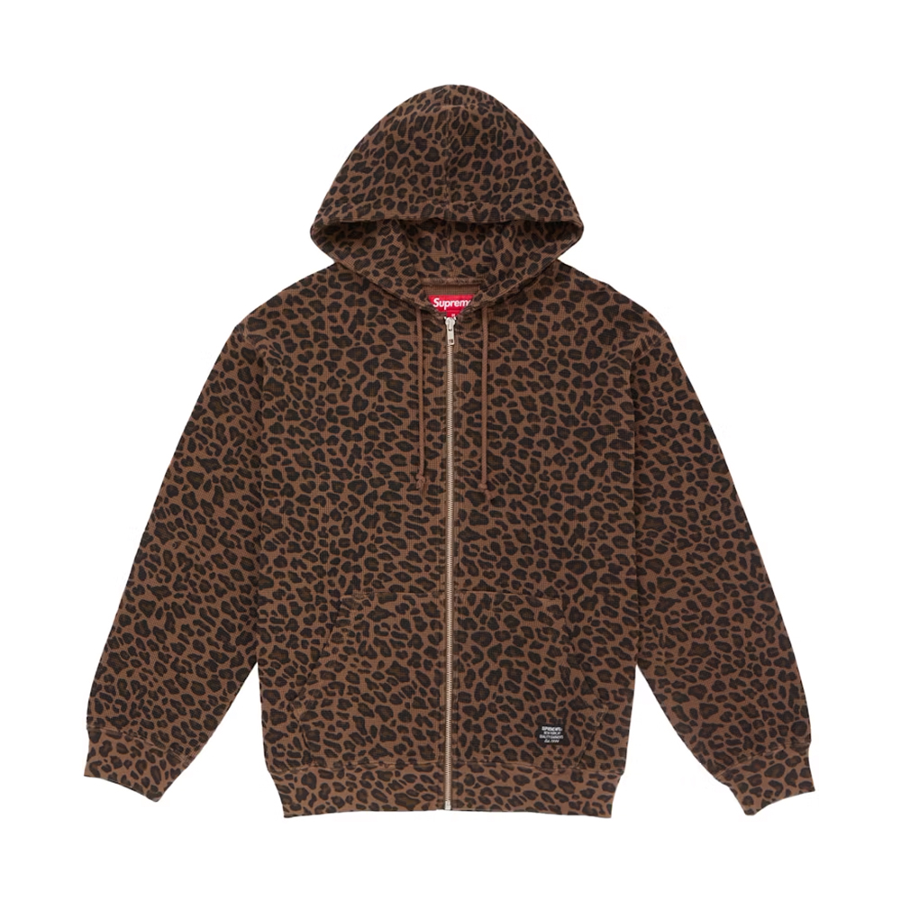 Designer Clothing Supreme Hooded Zip Up Thermal Leopard Swaetershirt #331466 | Nigo Office