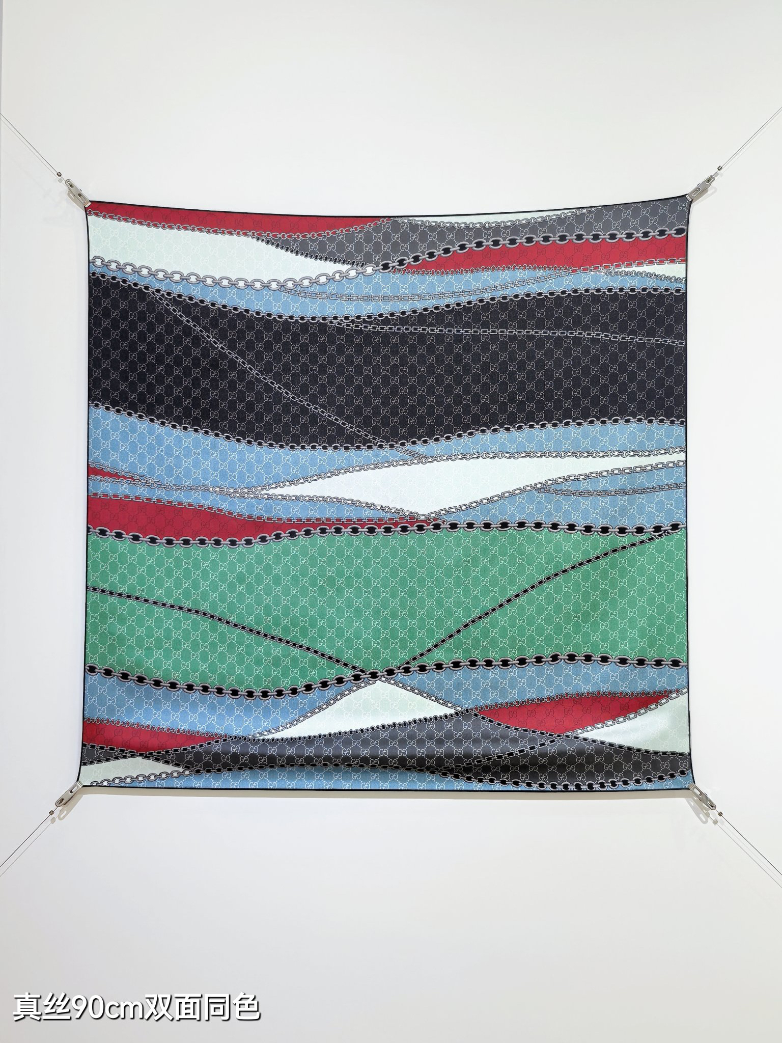 [TOP] GUCCI Silk Scarf 90x90 cm - Green