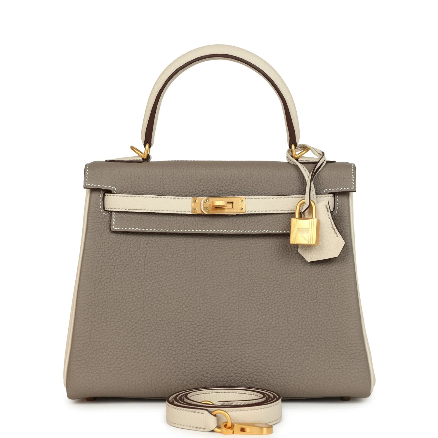 Hermes Special Order (HSS) Kelly Retourne  Beton and Etoupe Togo Brushed Gold Hardware