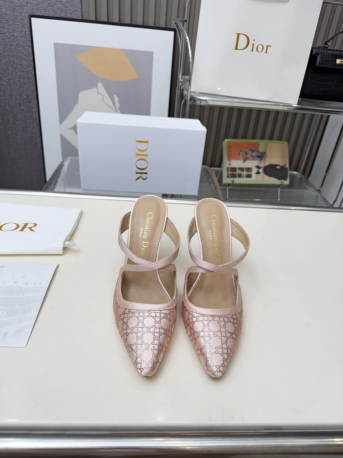 [TOP] Christian Dior High Heels Slippers - Pink - 711 Luxury