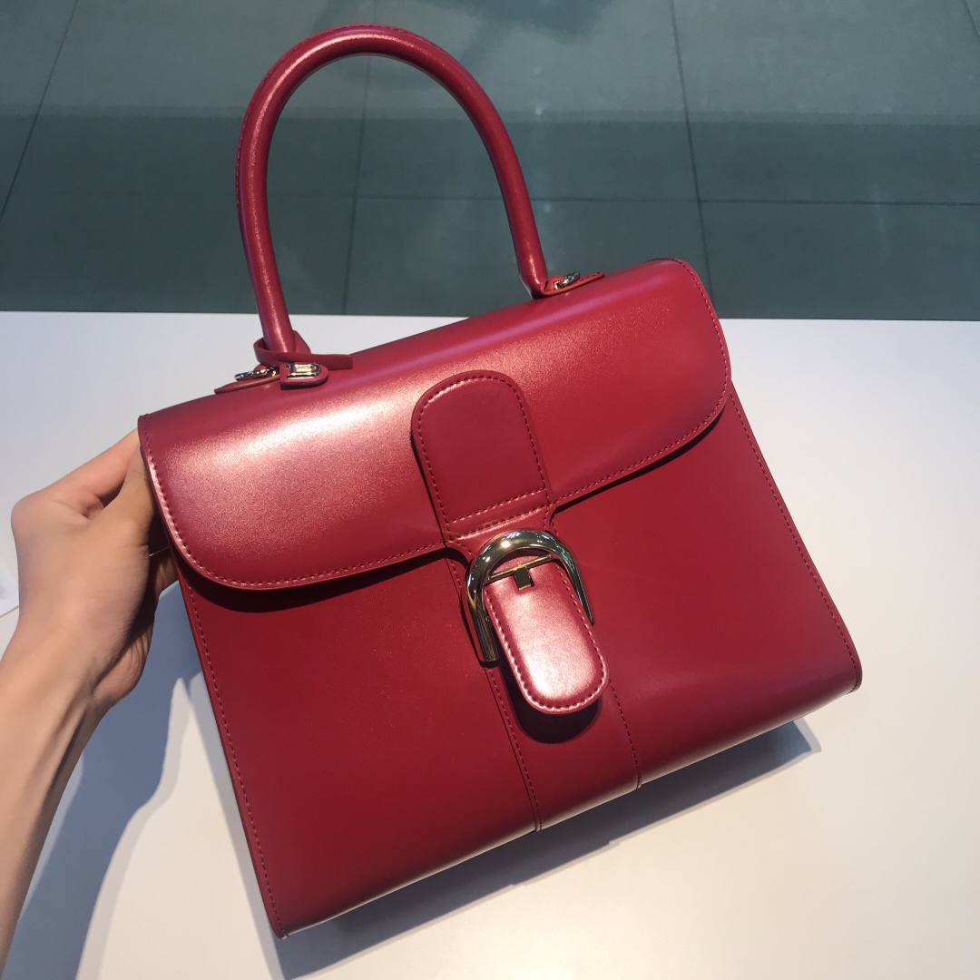 [TOP] Delvaux Brillant Bag Box Leather 28cm - Red - 711 Luxury