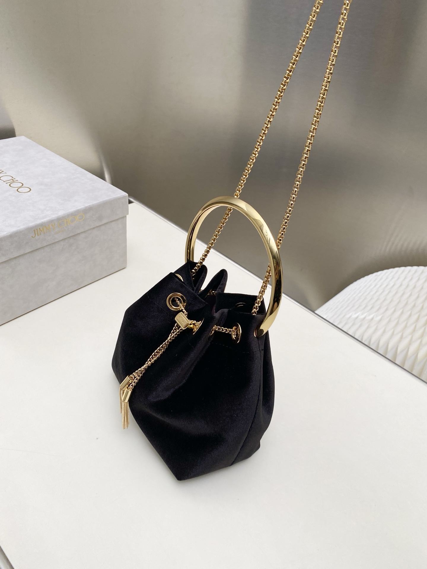 [TOP] JIMMY CHOO Bon Bon Bag 16*15*9.5CM - Black - 711 Luxury