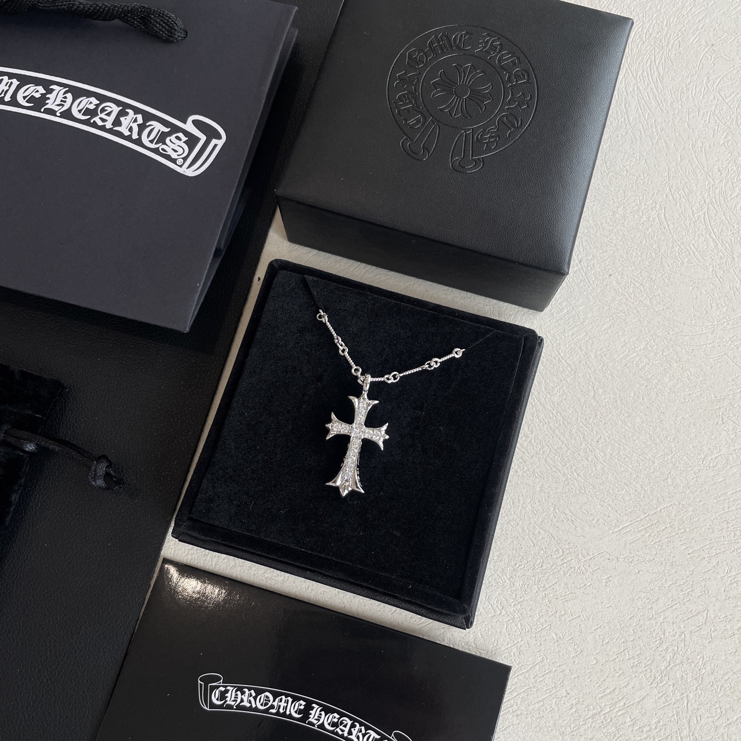 Chrome Hearts Diamond Cross Necklace #382155