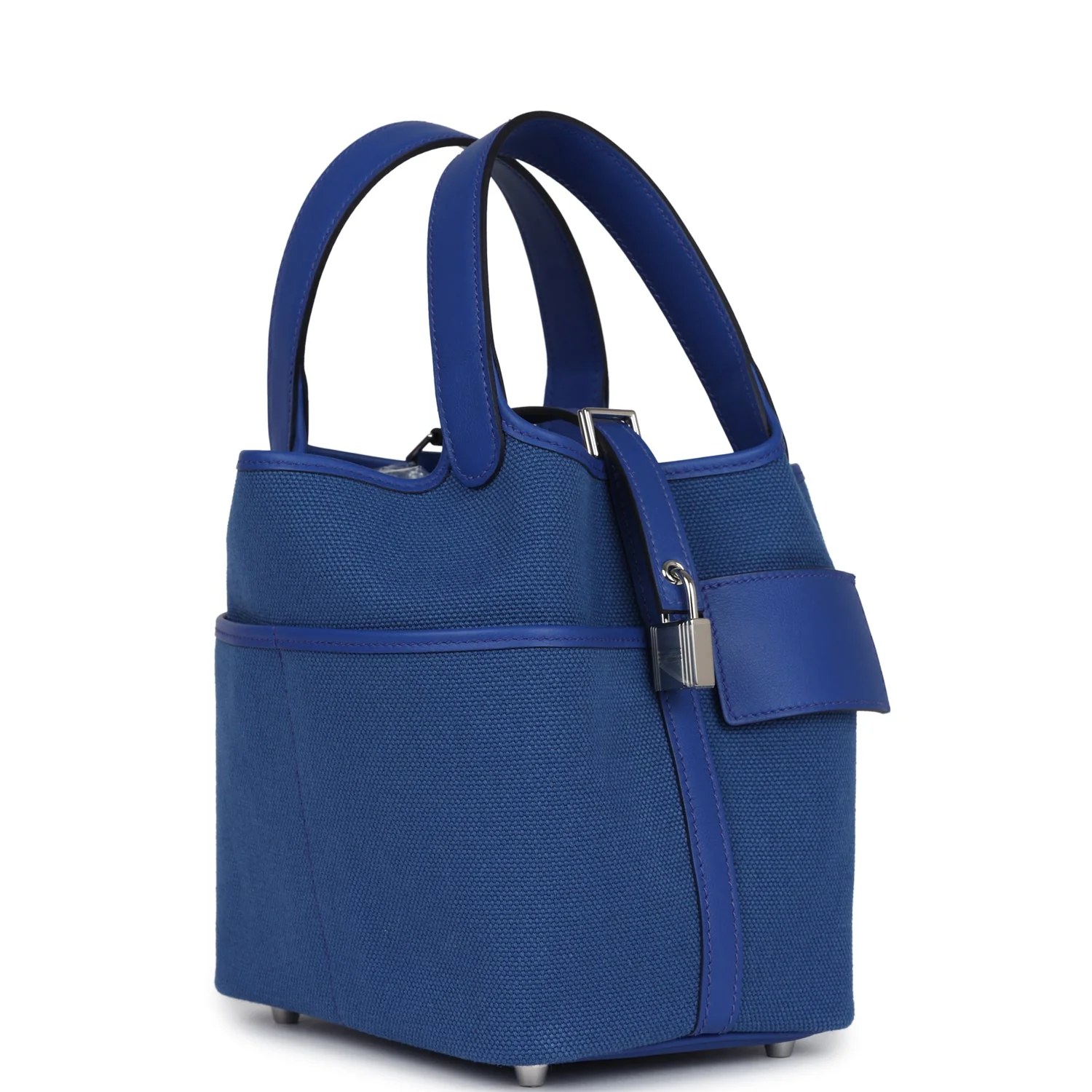 Hermes Picotin Cargo  Bleu Royal Swift and Toile Canvas Palladium Hardware