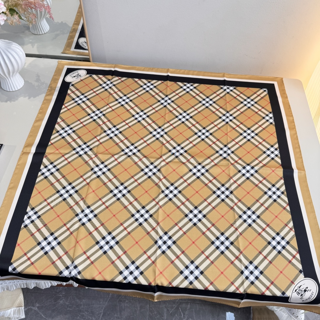 [TOP] BURBERRY Silk  Scarf - Brown