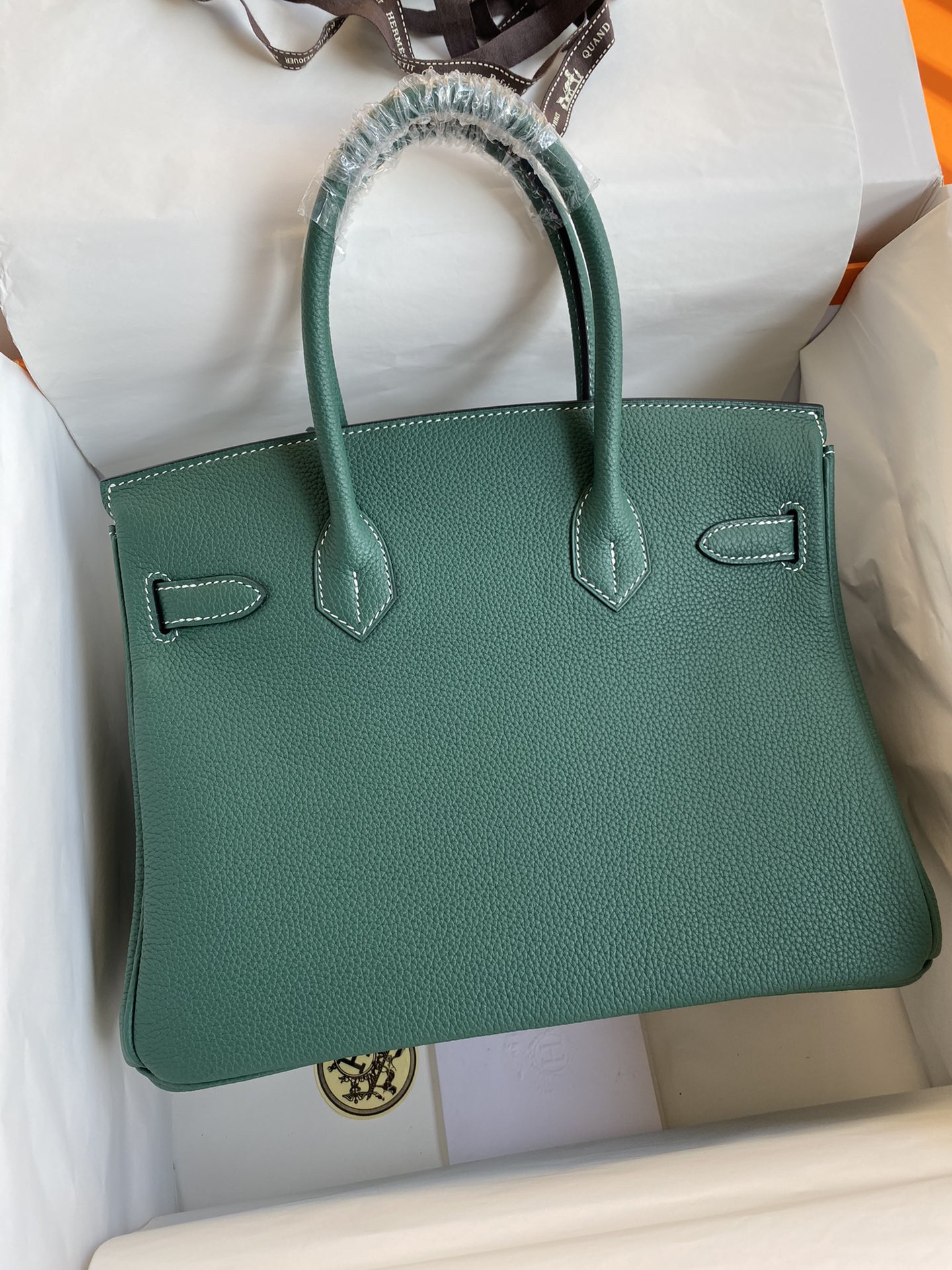 [TOP] HERMES Birkin Togo Leather 30cm - Malachite & GHW