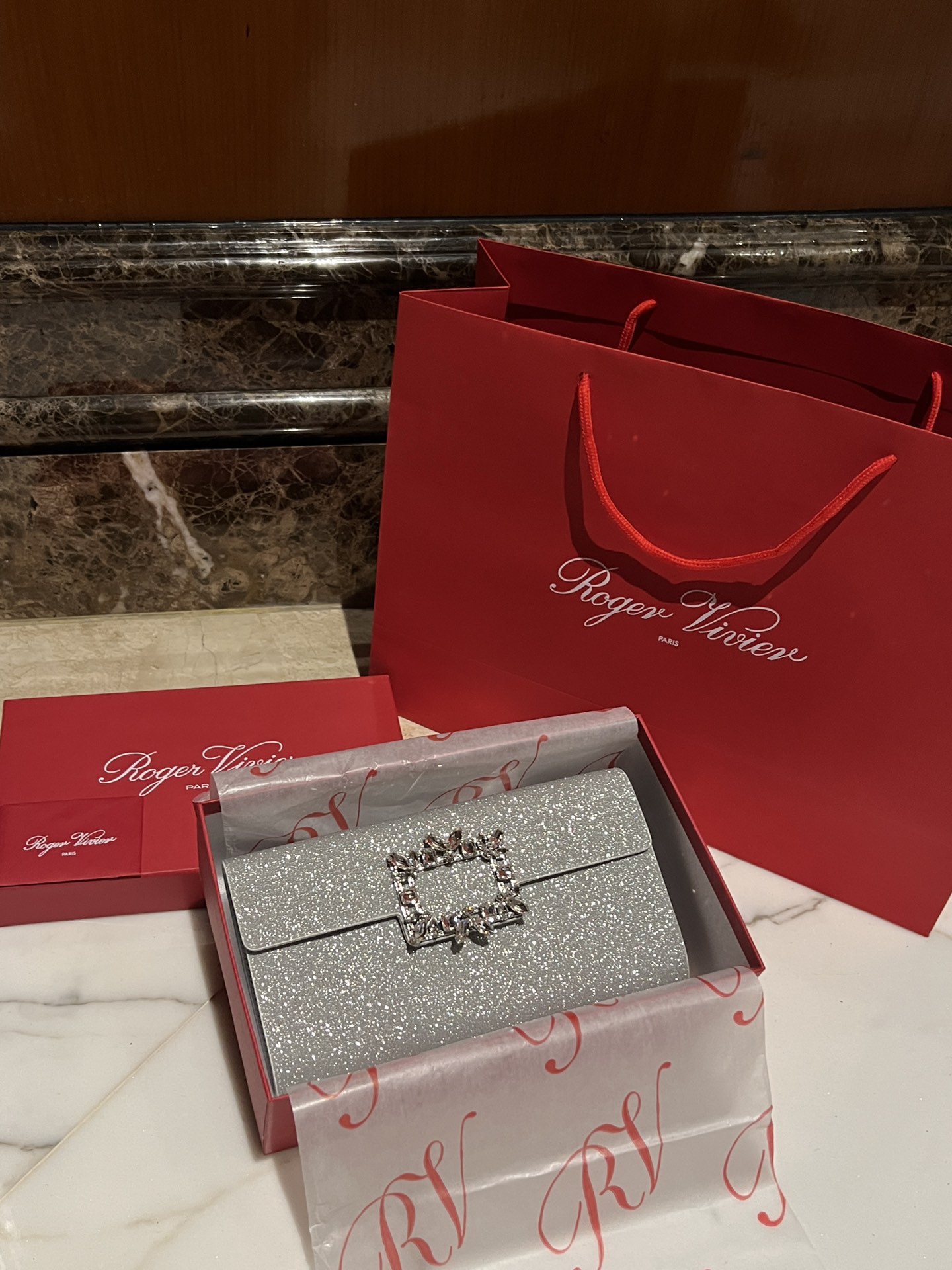 [TOP] ROGER VIVIER Diamond Bag 24-13-3 CM - Sliver - 711 Luxury