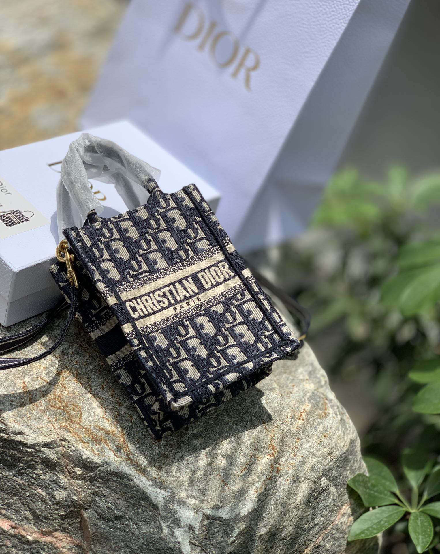 [TOP] Christian Dior Book Tote Bag 13.5x5x18cm - Navy Blue