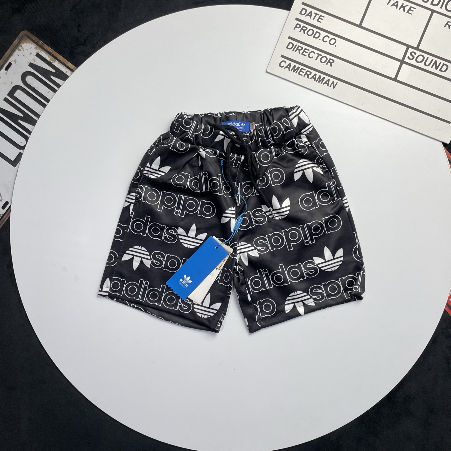 Adidas All Over Print Casual Shorts For Boys Girls Full Original Tags Drawstring Kids Shorts Sizes 100-150