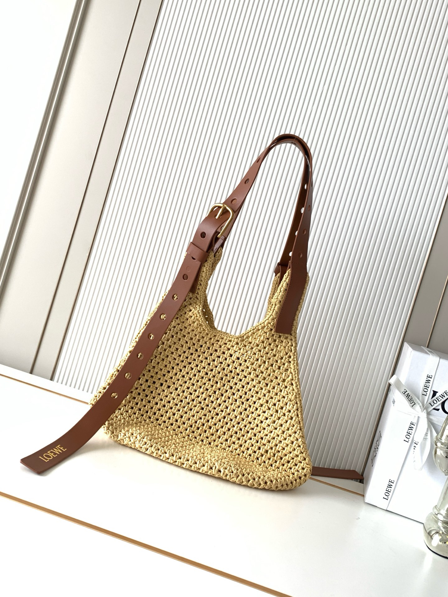 [TOP] LOEWE Punch Hole Hobo Bag 21*16*2 CM - Brown - 711 Luxury