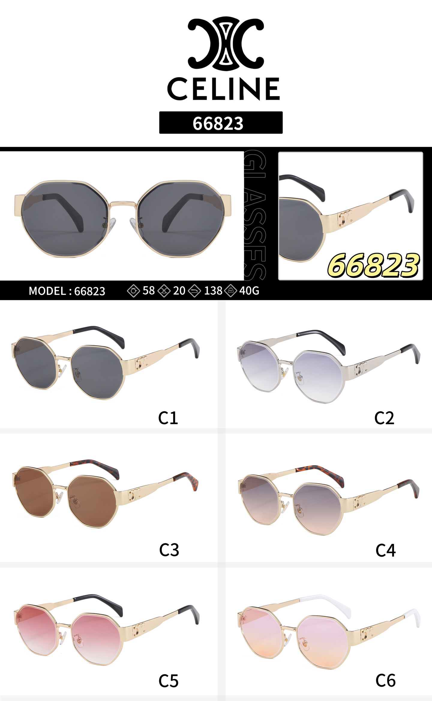 [TOP] CELINE Sunglasses - 6 Colors - 711 Luxury