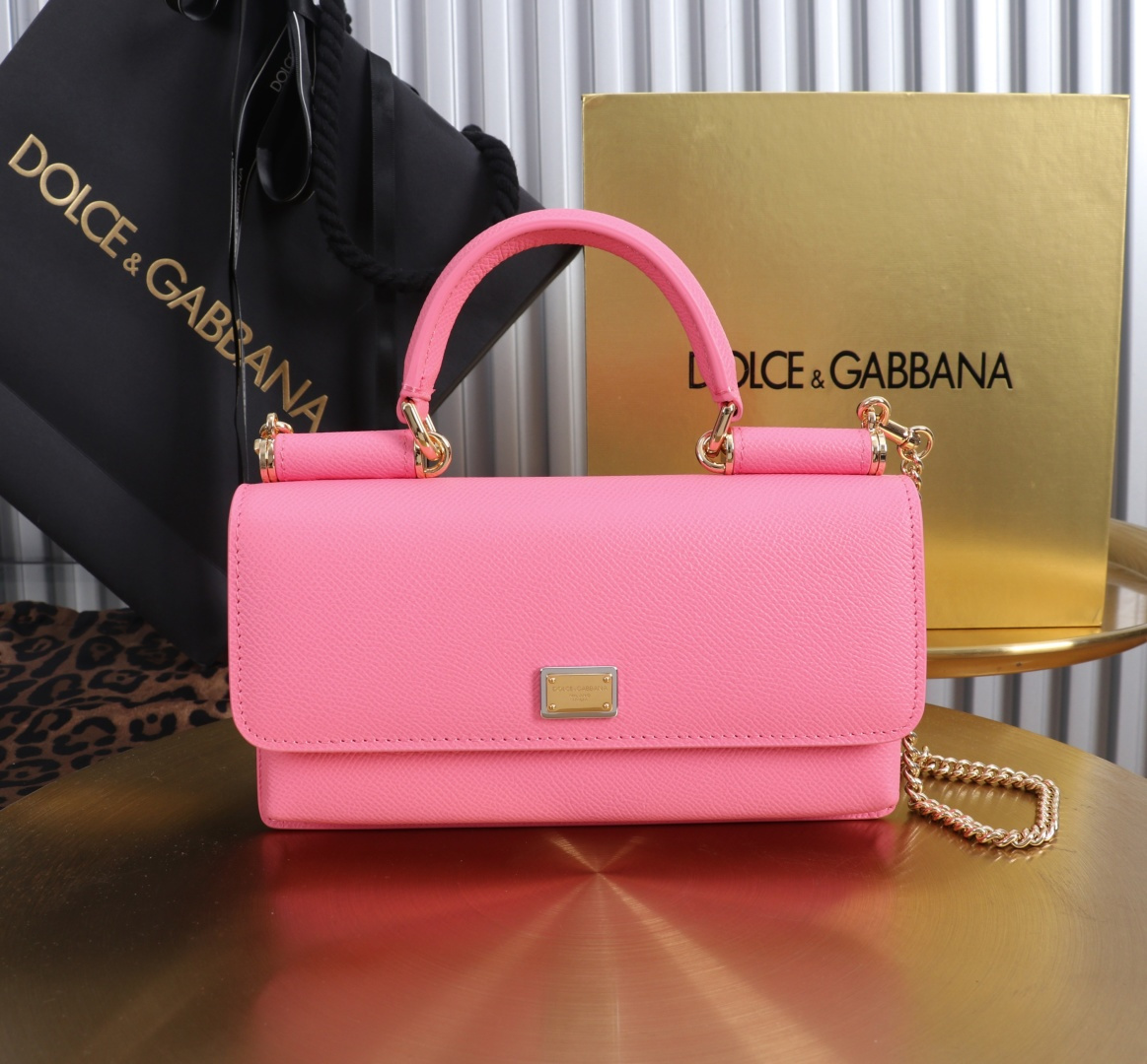 [TOP] Dolce & Gabbana D&G Bag Palm Print Cowhide Bag 20x11x3cm - Cherry Blossom Pink - 711 Luxury