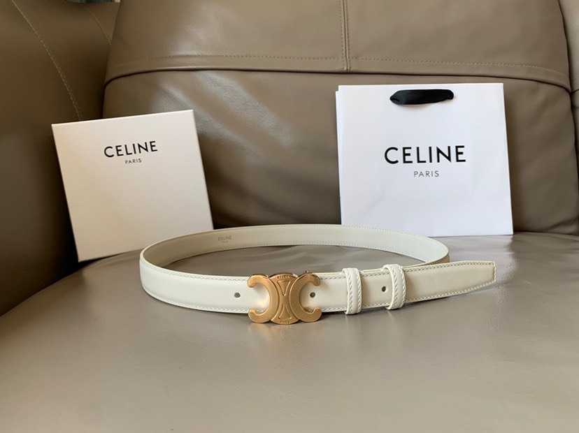 [TOP] CELINE Belt Calfskin 2.4cm - White - 711 Luxury
