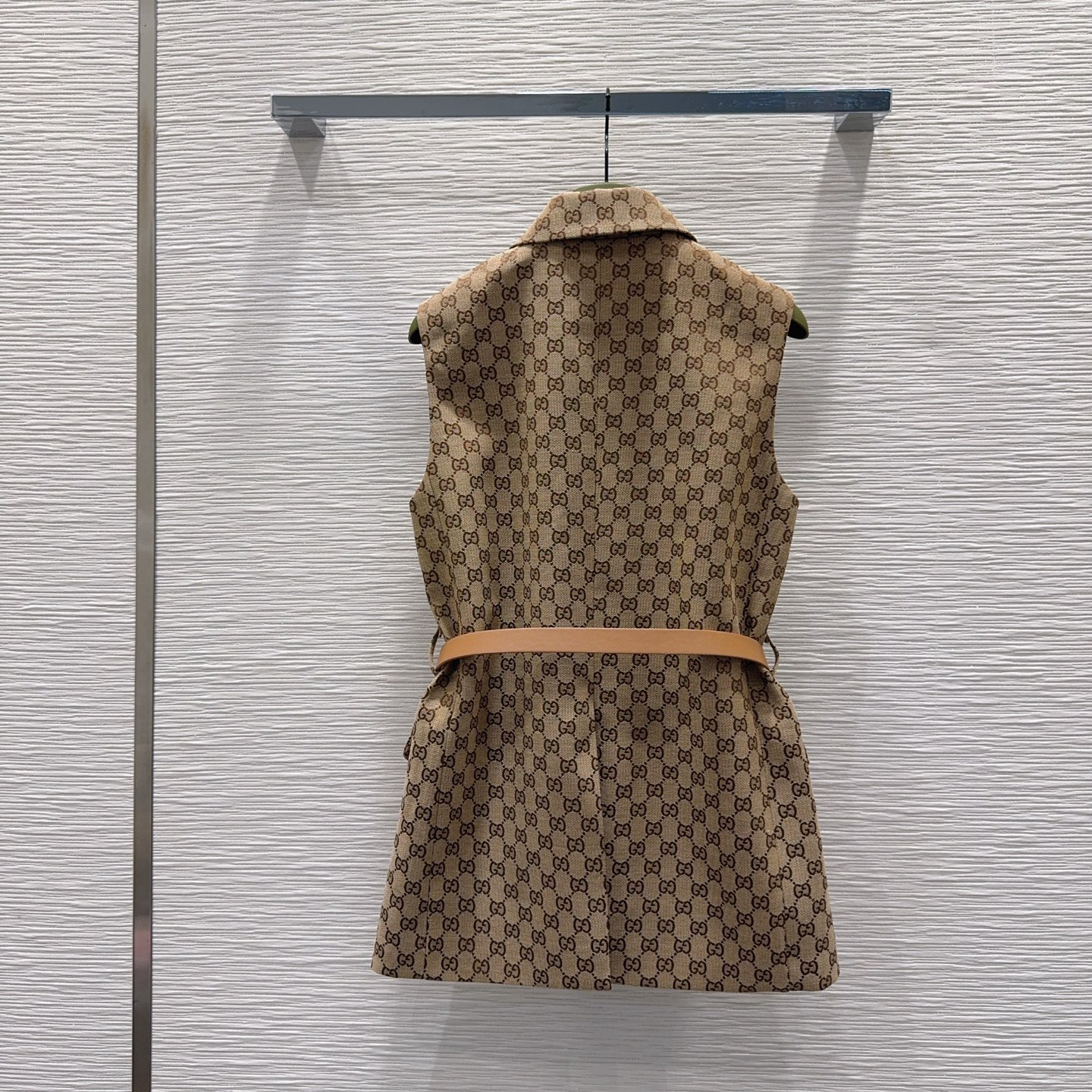 [TOP] GUCCI Jacquard Sleeveless Blazer -Brown