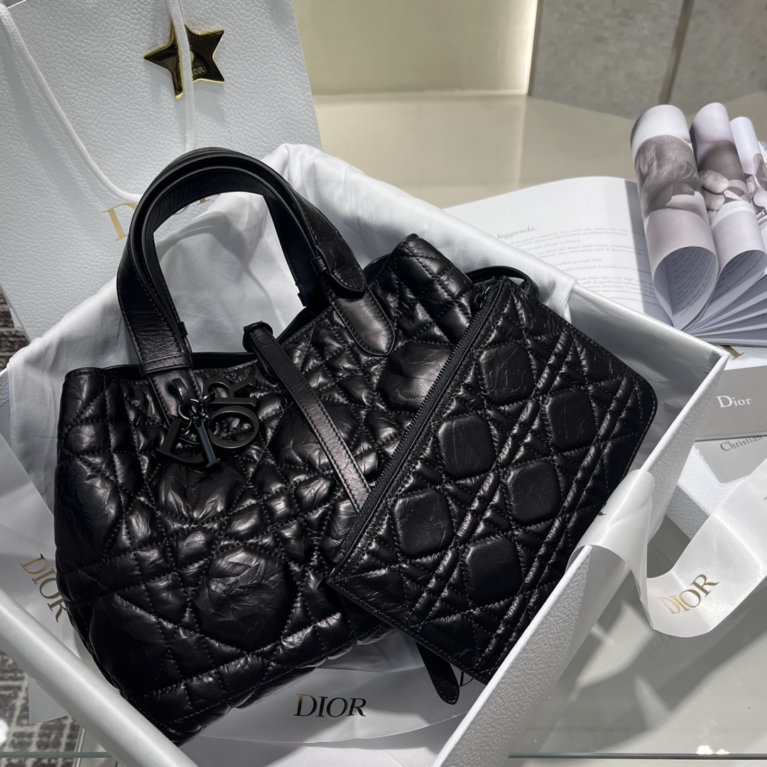 [TOP] Christian Dior Toujours Bag Wax Leather Medium 28cm - Black