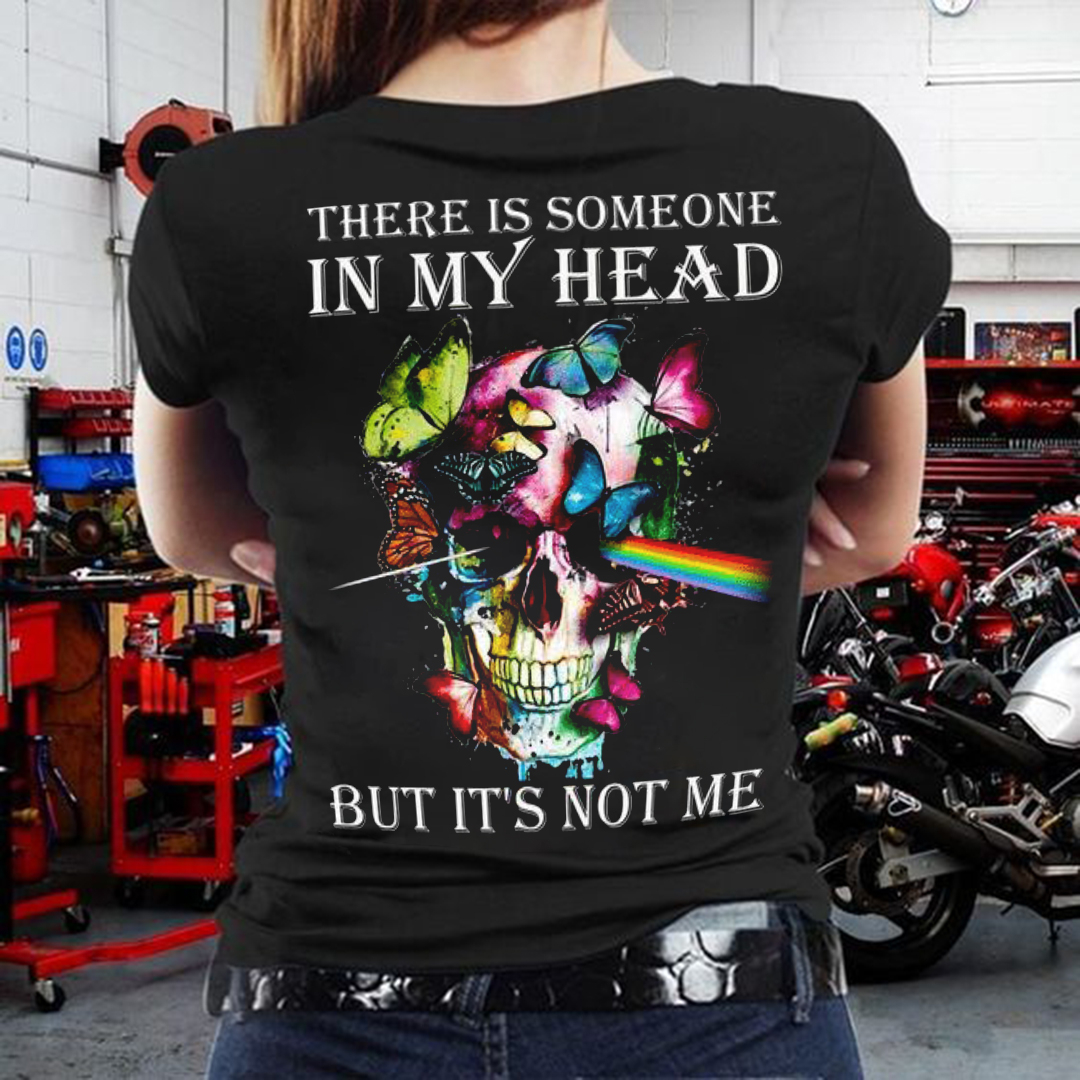 There Is Someone In My Head  But It's Not Me Skull Rainbow Butterfly Print Women's T-Shirt