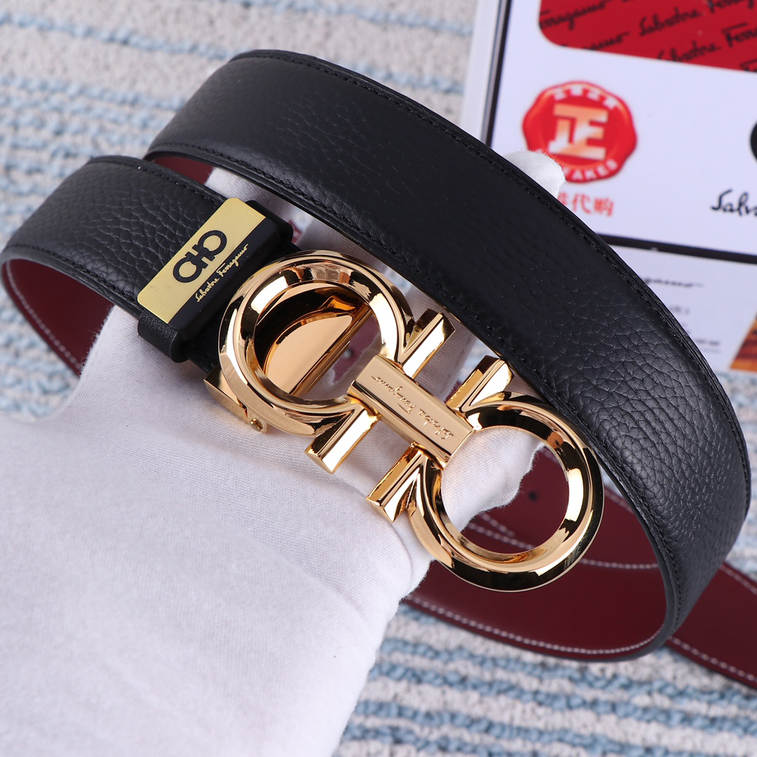 [TOP] Ferragamo Men's Belt 3.5cm - Black - 711 Luxury