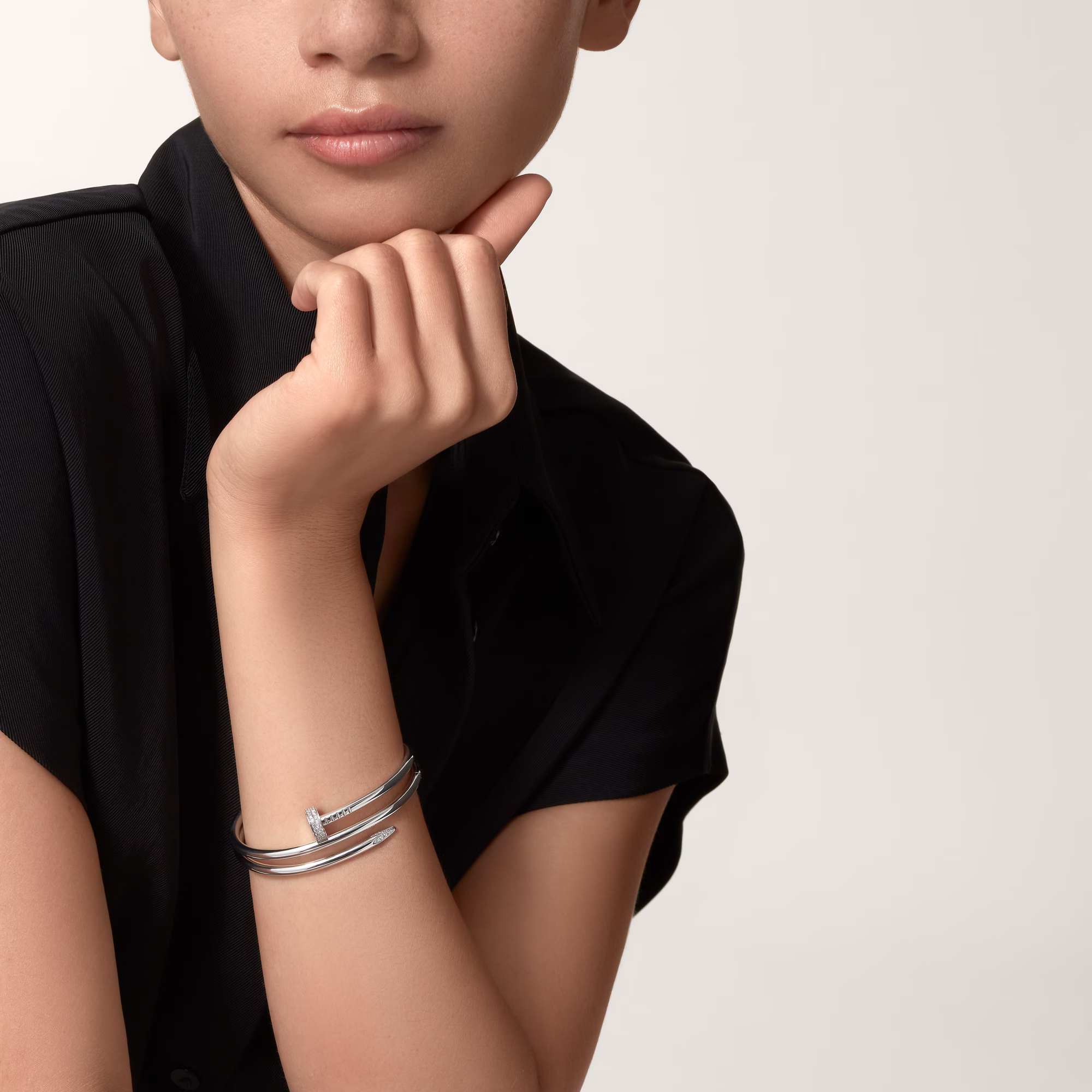 Carty Nails Infinity Wrap Bracelet ,White Gold  ,Moissanite