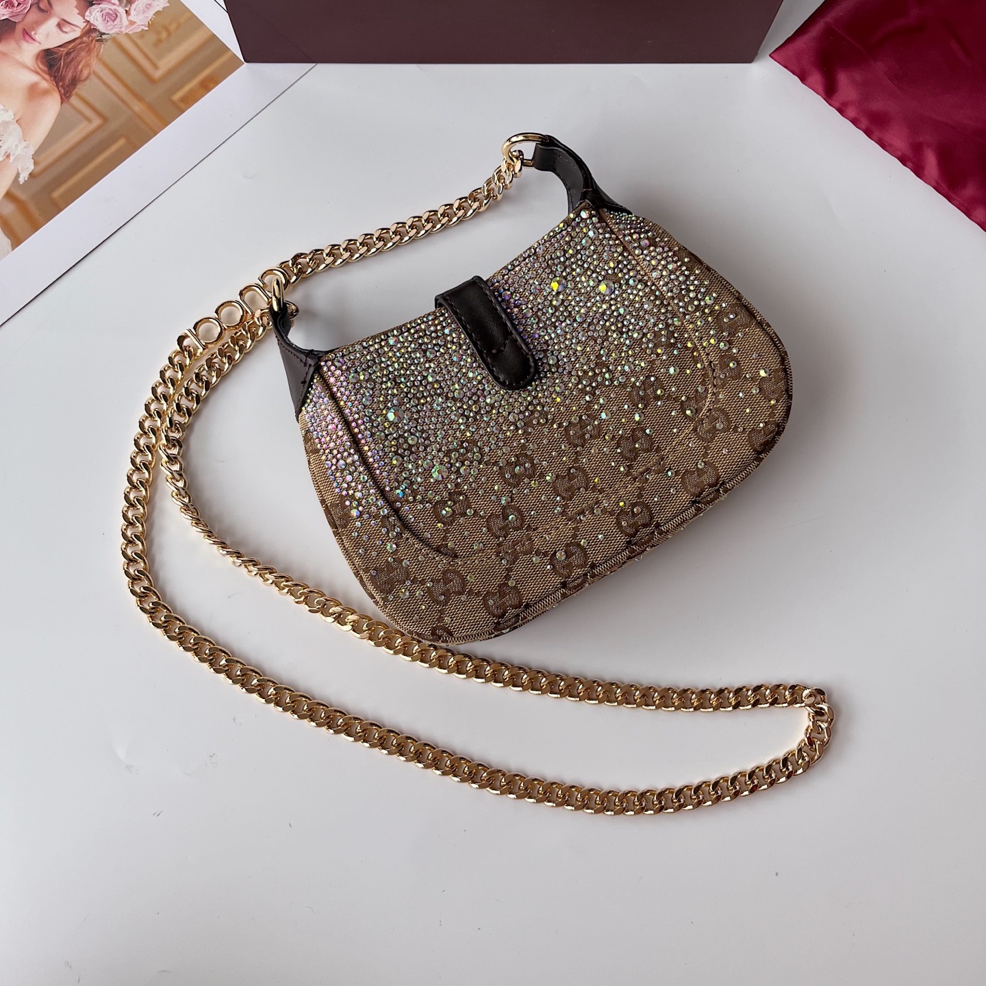 [TOP] GUCCI Jackie Notte Bag Mini 19.5*18*3.5 cm - Brown