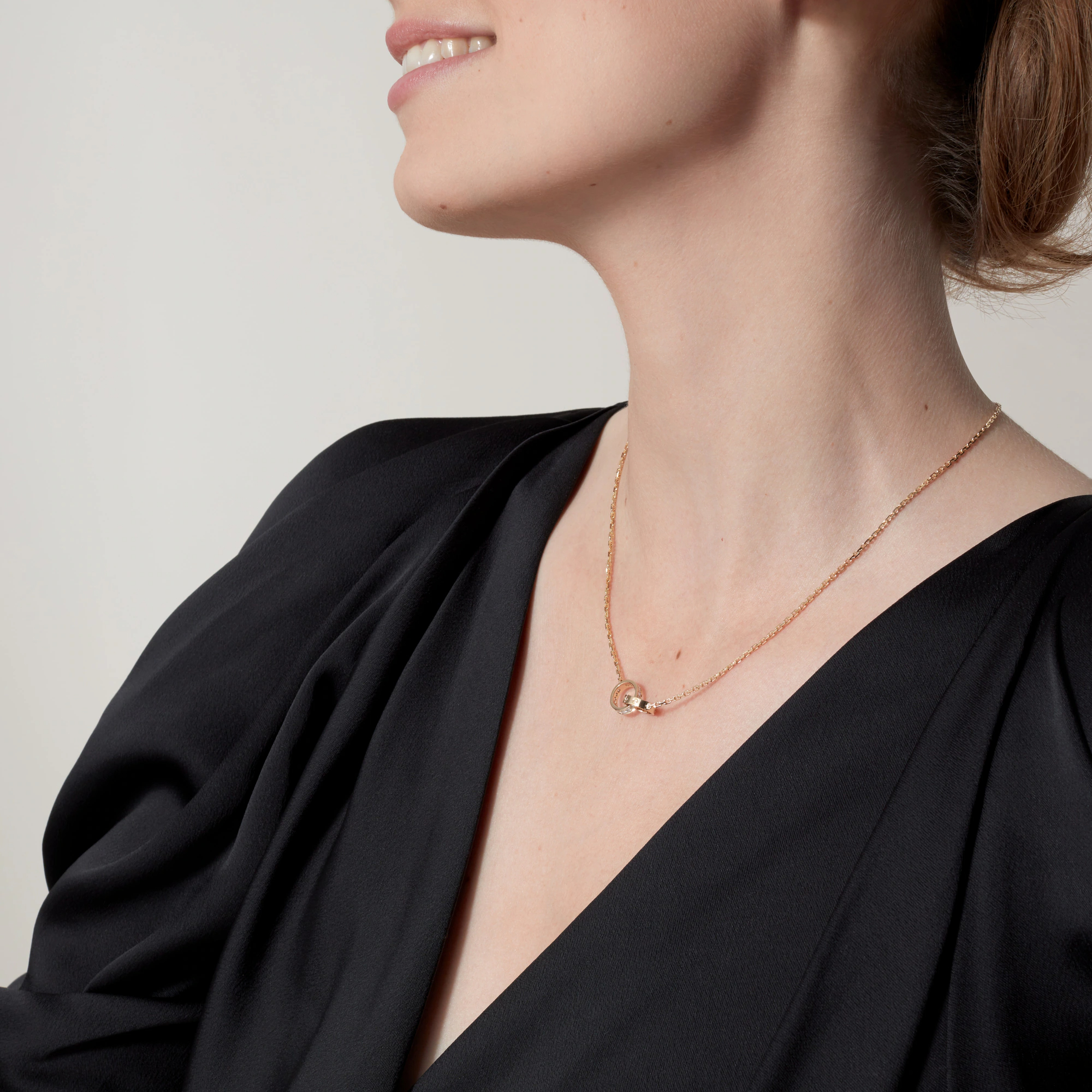 Carty Love Luna Loop Necklace, Yellow Gold, Half-Paved