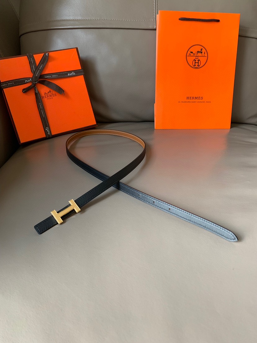 [TOP] HERMES Focus Calfskin Belt 13mm - Brown and Black - 711 Luxury