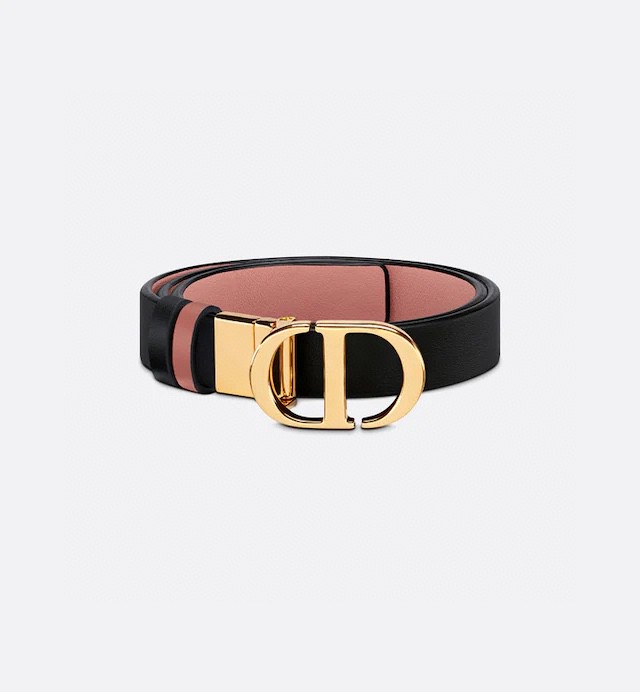 [TOP] Christian Dior Belt Cowhide 20mm - Pink and Black - 711 Luxury