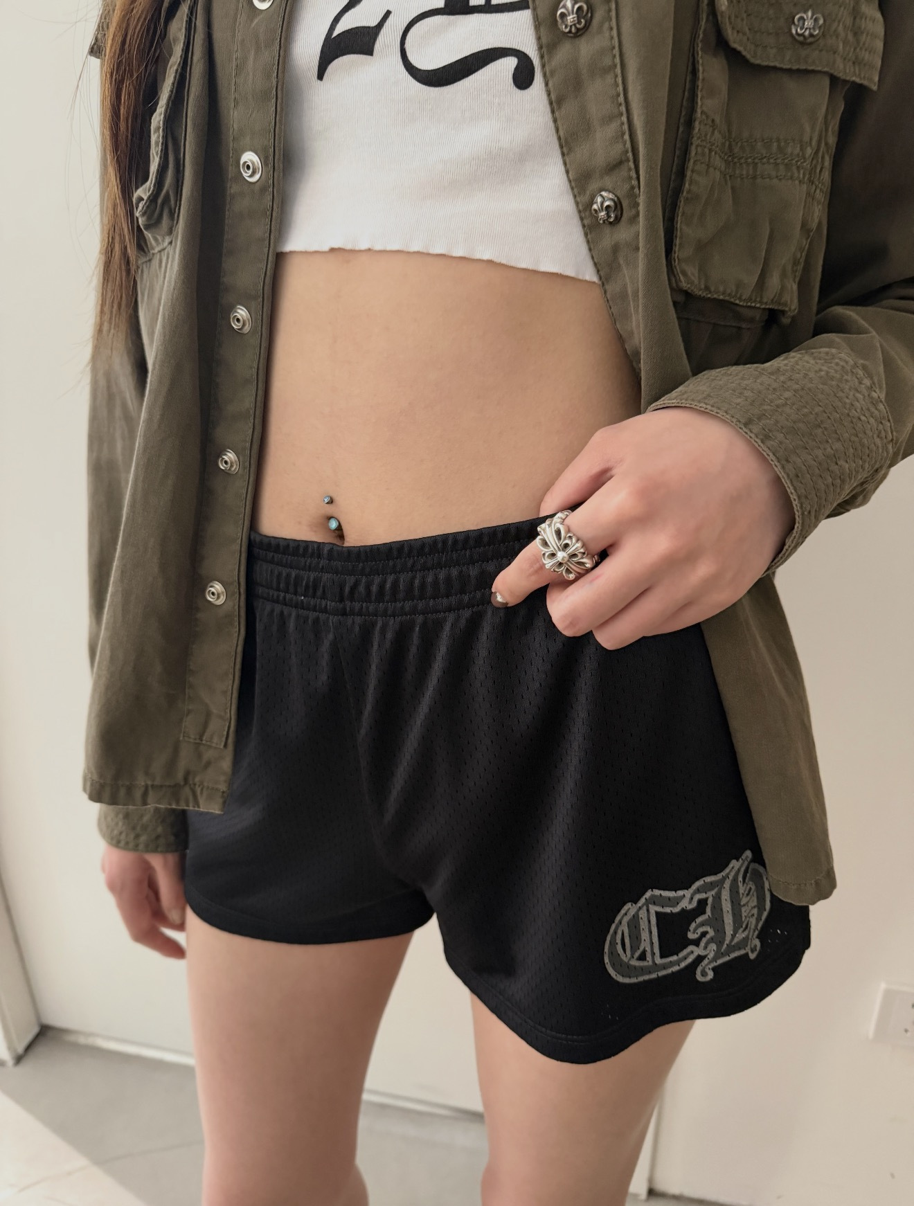 Chrome Hearts Clothing Chrome Hearts Mesh Low Rise Shorts#396561 View 2 | Nigo Office