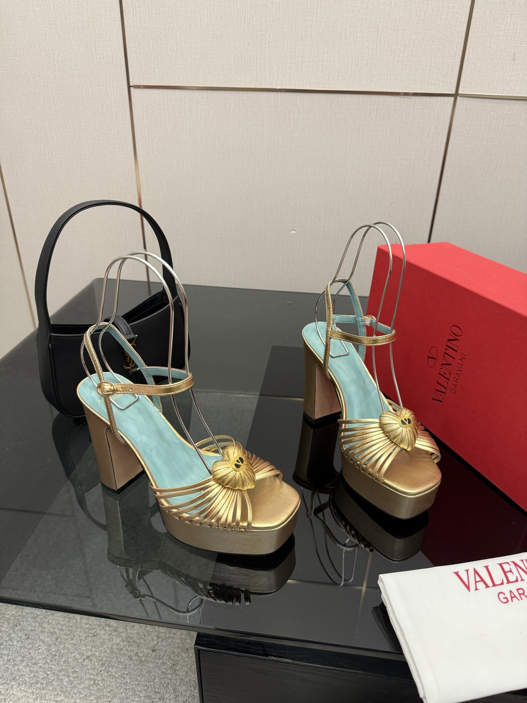 [TOP] VALENTINO High Heel Sandals - Gold - 711 Luxury