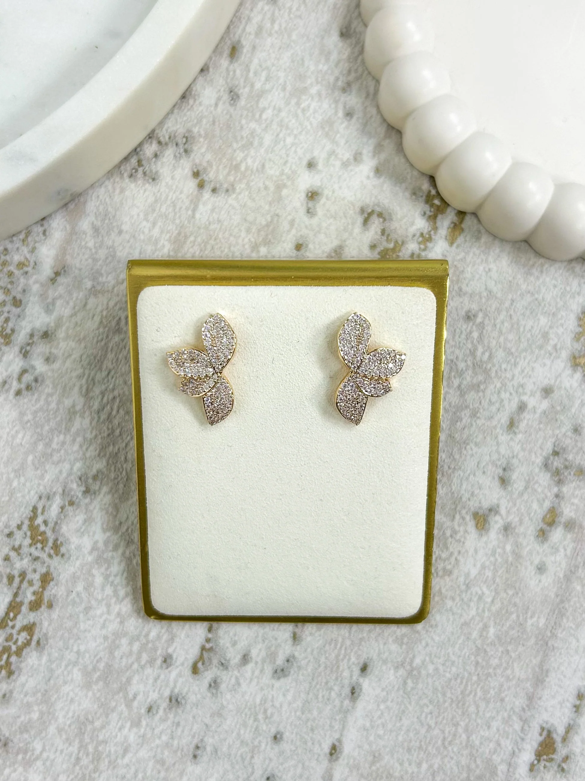 Diamante Half Flower Stud Earrings (2 Colours)
