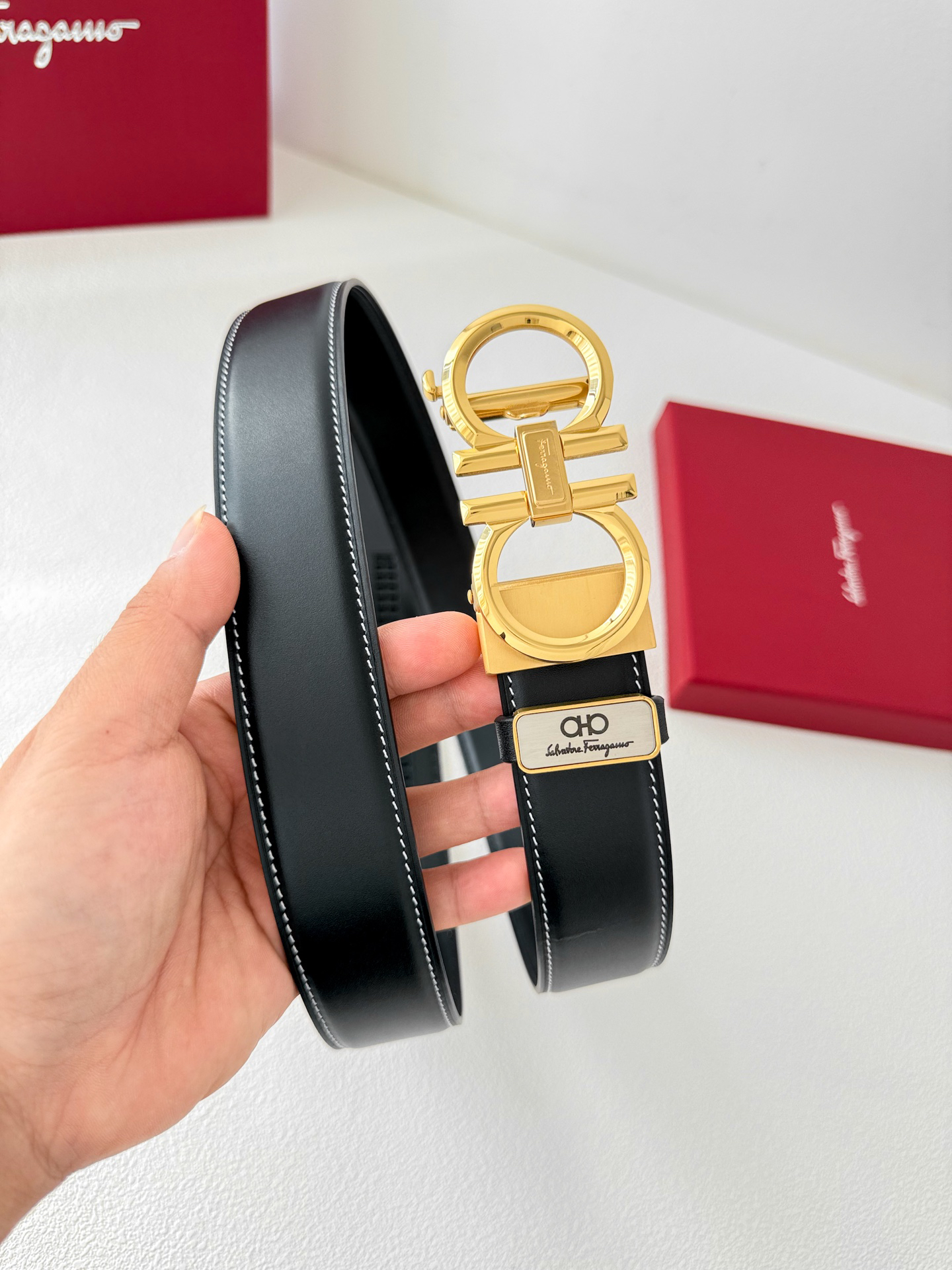 [TOP] Ferragamo Men's Belt 3.5cm - Black - 711 Luxury