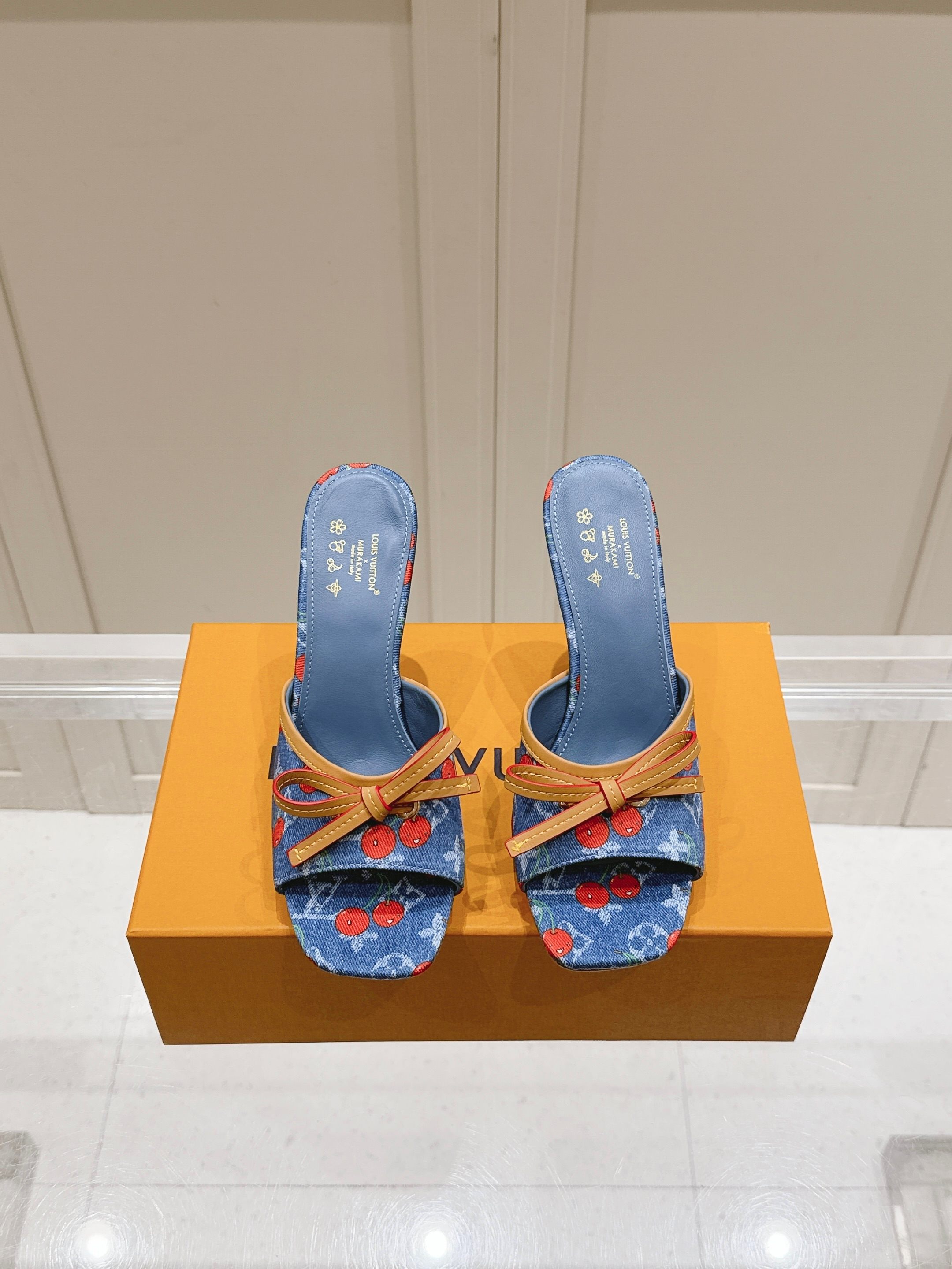 [TOP] Louis Vuitton LV 7.5cm High Heel Slippers - Denim Blue - 711 Luxury