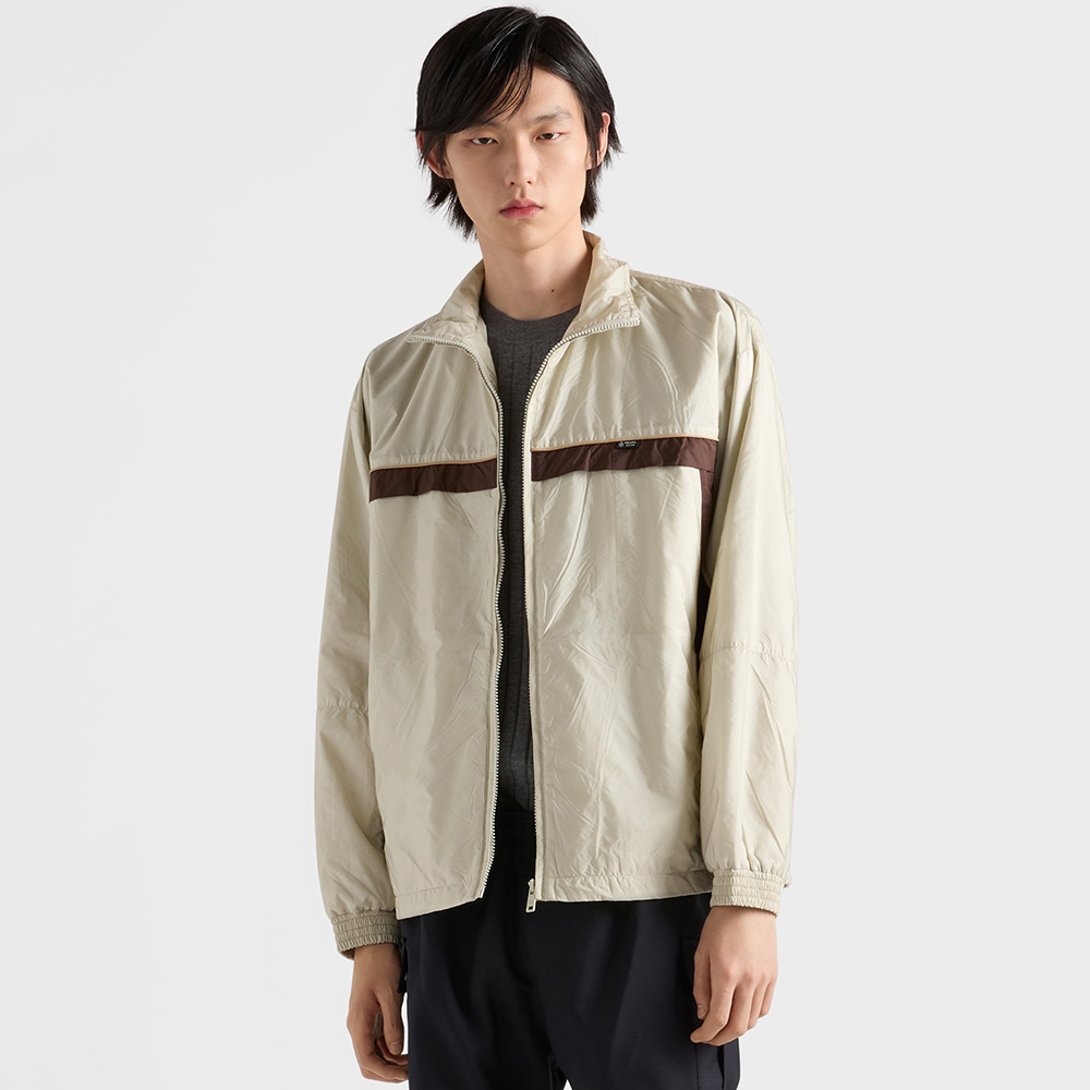 Prada white Clothing PRADA Chalk White ebony Re-nylon Jacket #390106 View 2 | Nigo Office