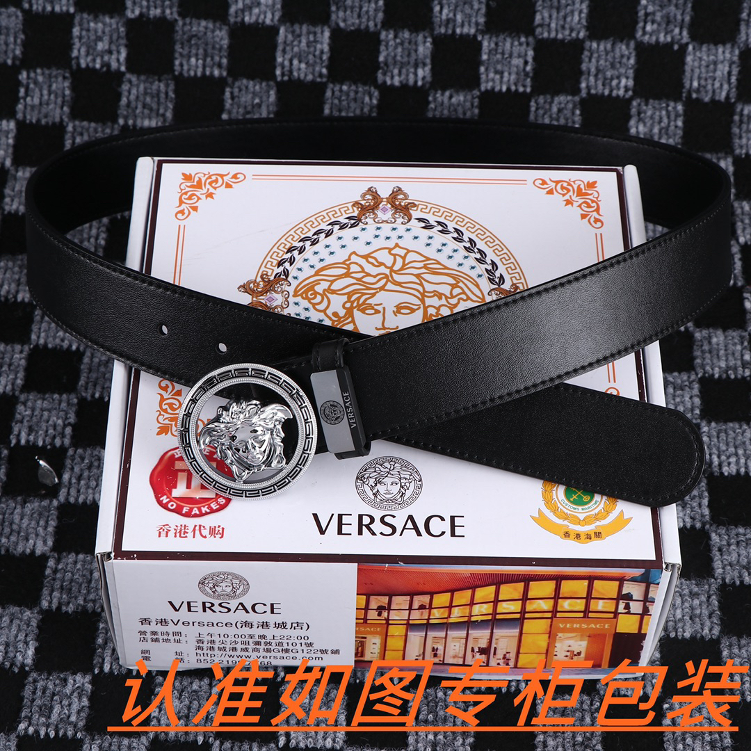 [TOP] VERSACE Men's Belt 3.8 cm - Black - 711 Luxury