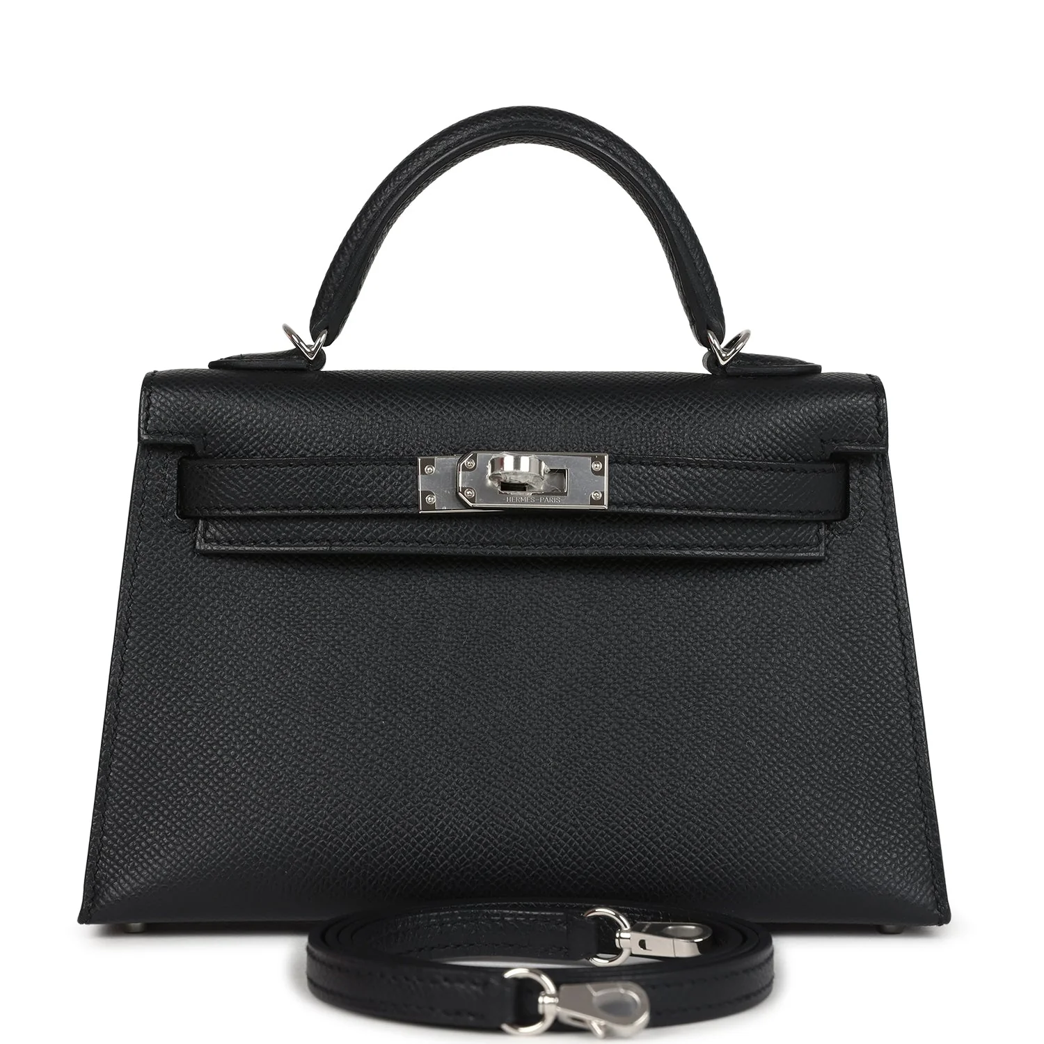 Hermes Kelly Sellier  Black Epsom Palladium Hardware