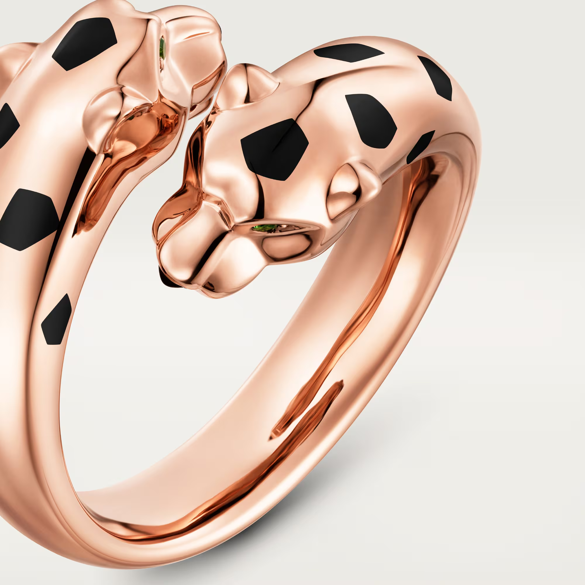 Carty Panther Motif Ring, Rose Gold, Double Head