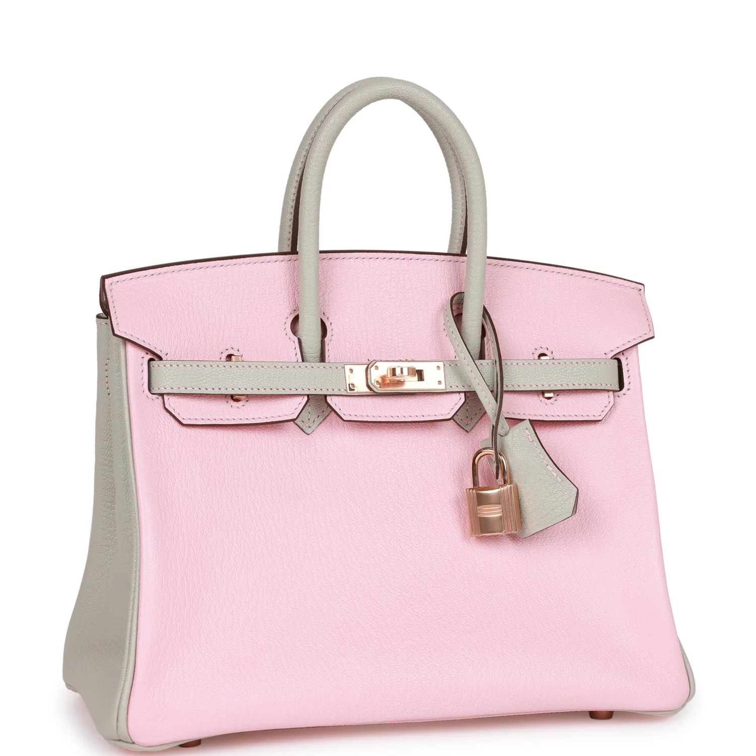 Hermes Special Order (HSS) BirkinRose Sakura and Gris Perle Chevre Mysore Rose Gold Hardware