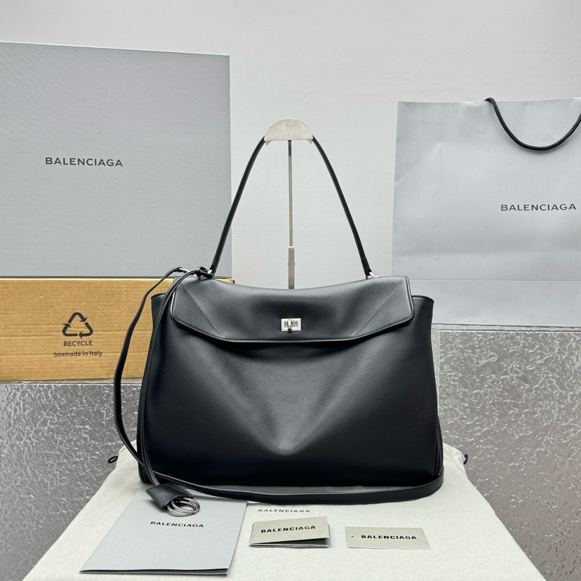 [TOP] BALENCIAGA Rodeo Bag 40x30x13cm - Black & SHW - 711 Luxury