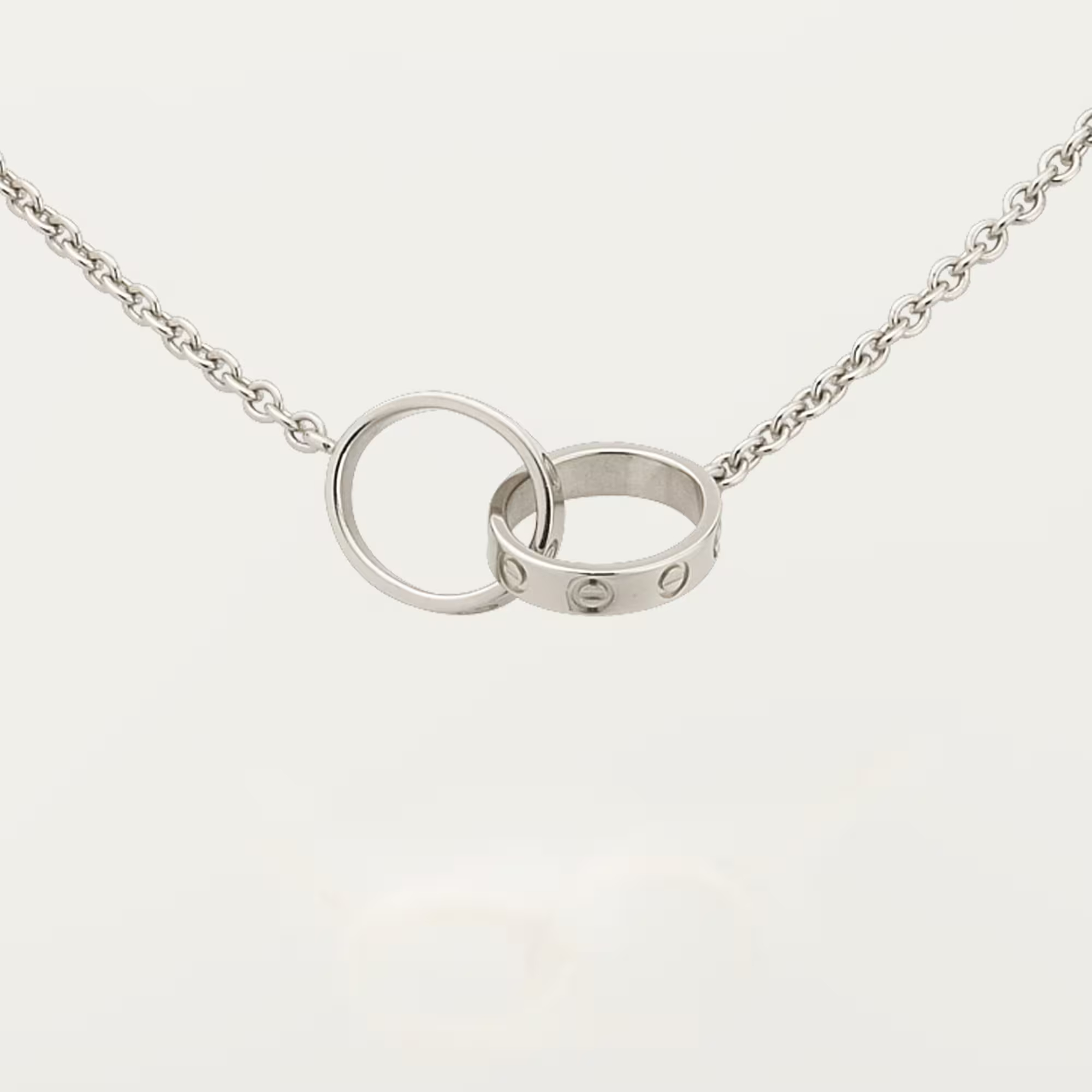 Carty Love Luna Loop Necklace, White Gold, Chain