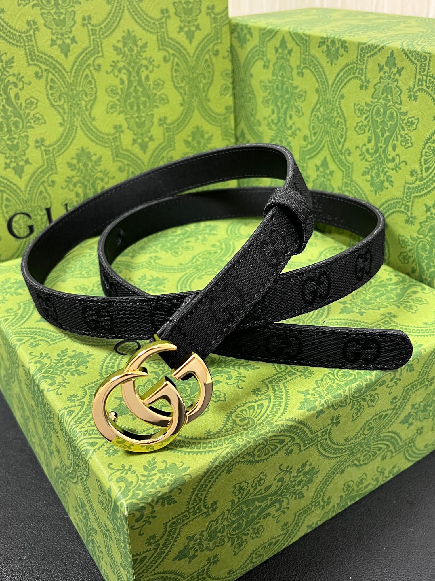 [TOP] GUCCI GG Belt  - Black - 711 Luxury