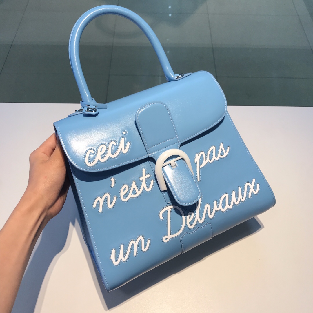 [TOP] Delvaux Brillant Bag Box Leather 28cm - Blue - 711 Luxury
