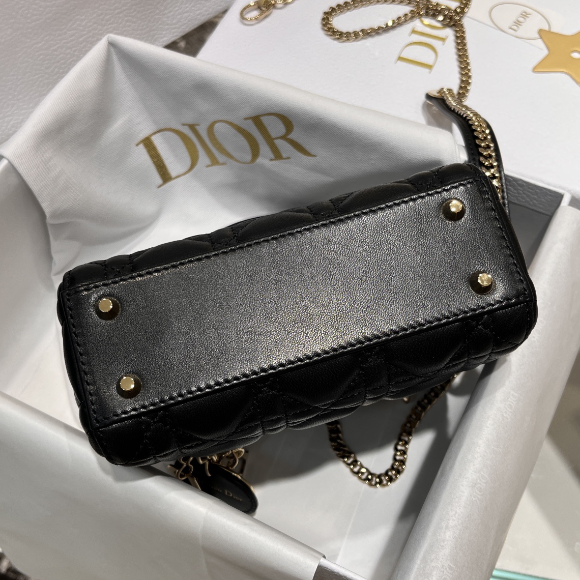 [TOP] Christian Dior Lady Dior Bag Lambskin 17x15x7cm - Black