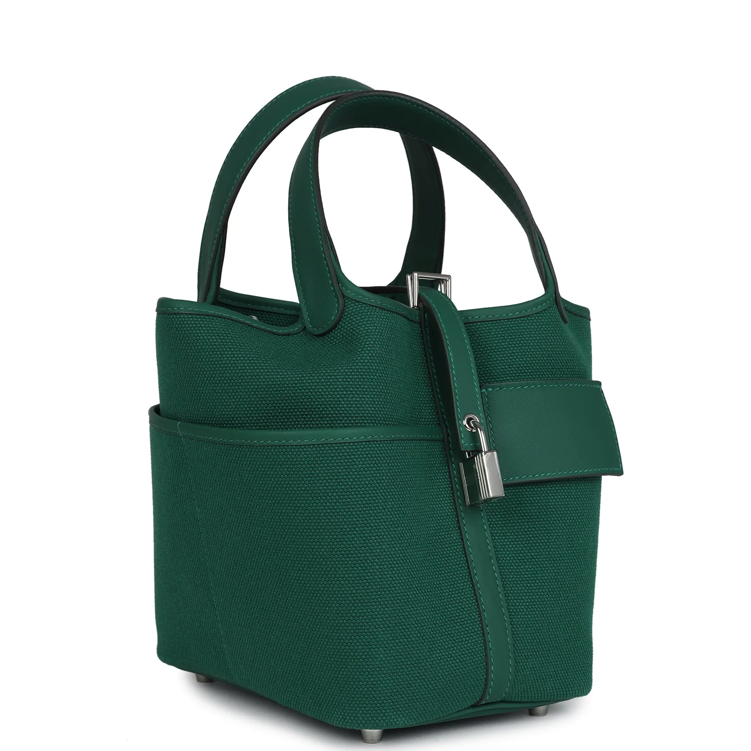 Hermes Picotin Cargo  Vert Moyen Swift and Toile Canvas Palladium Hardware