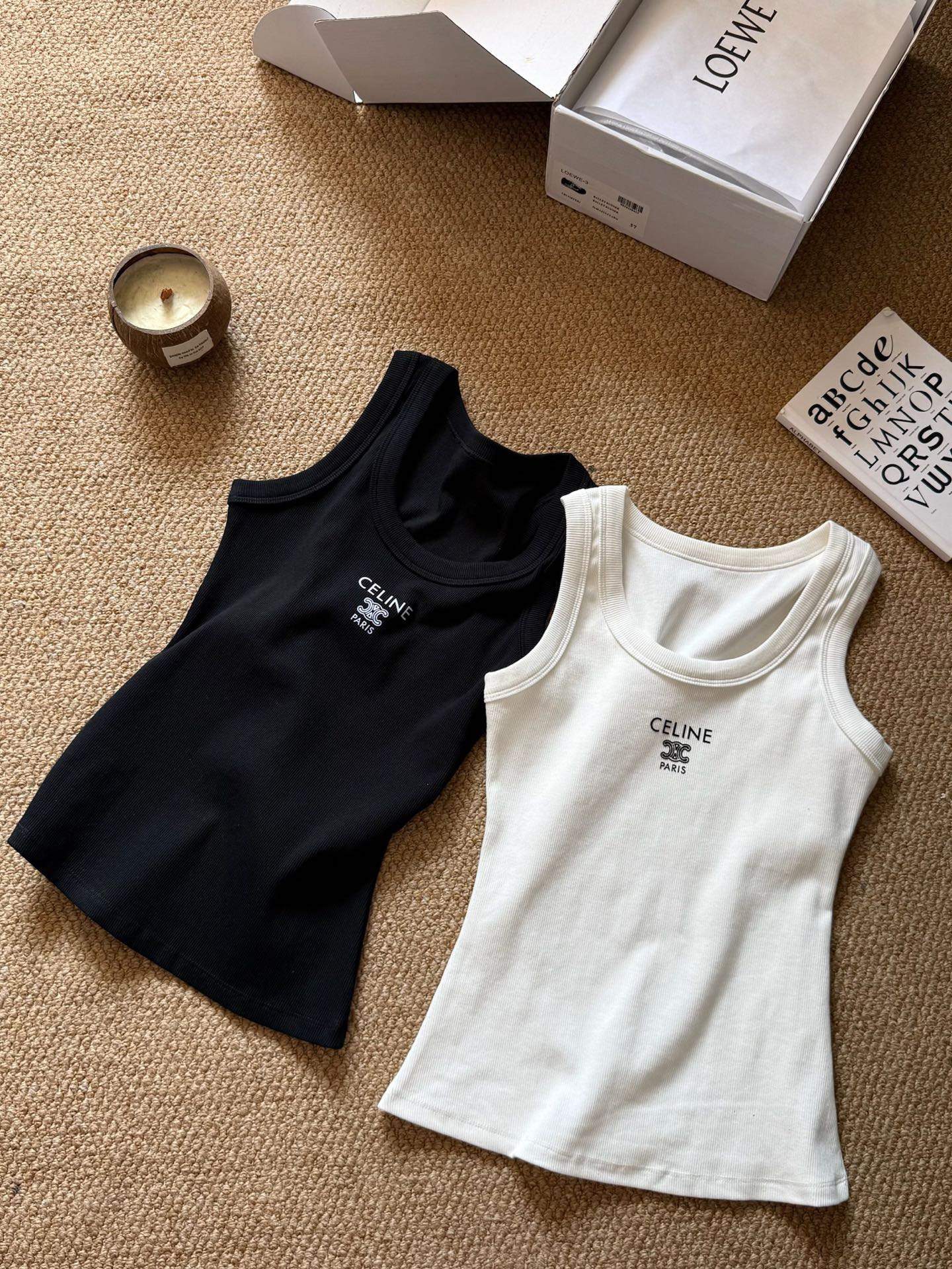 [TOP] CELINE U-neck Striped Vest - 2 Colors