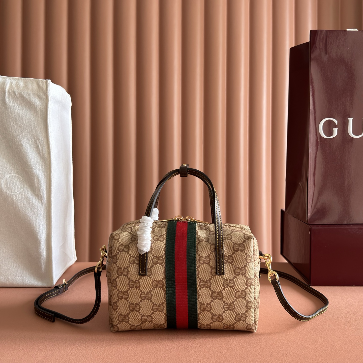 [TOP] GUCCI Boston Bag 20 x 12 x 11 cm - Brown - 711 Luxury