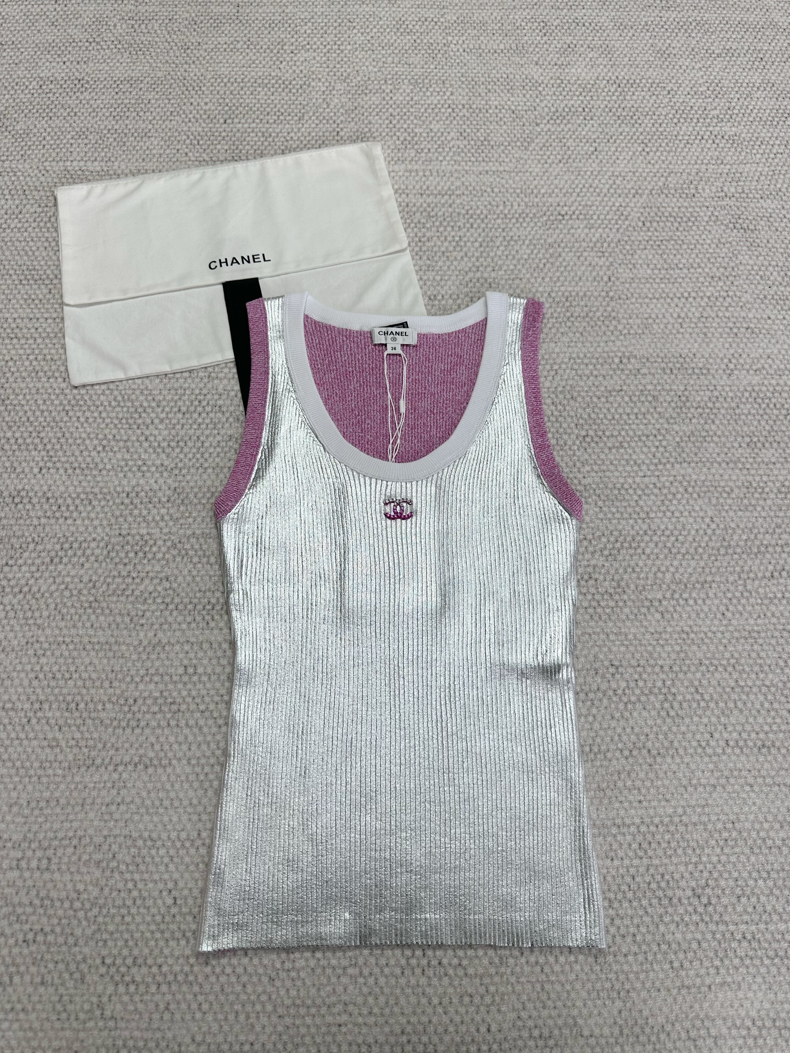Chanel Top Qualitu Version Cotton Silver Vest#381749