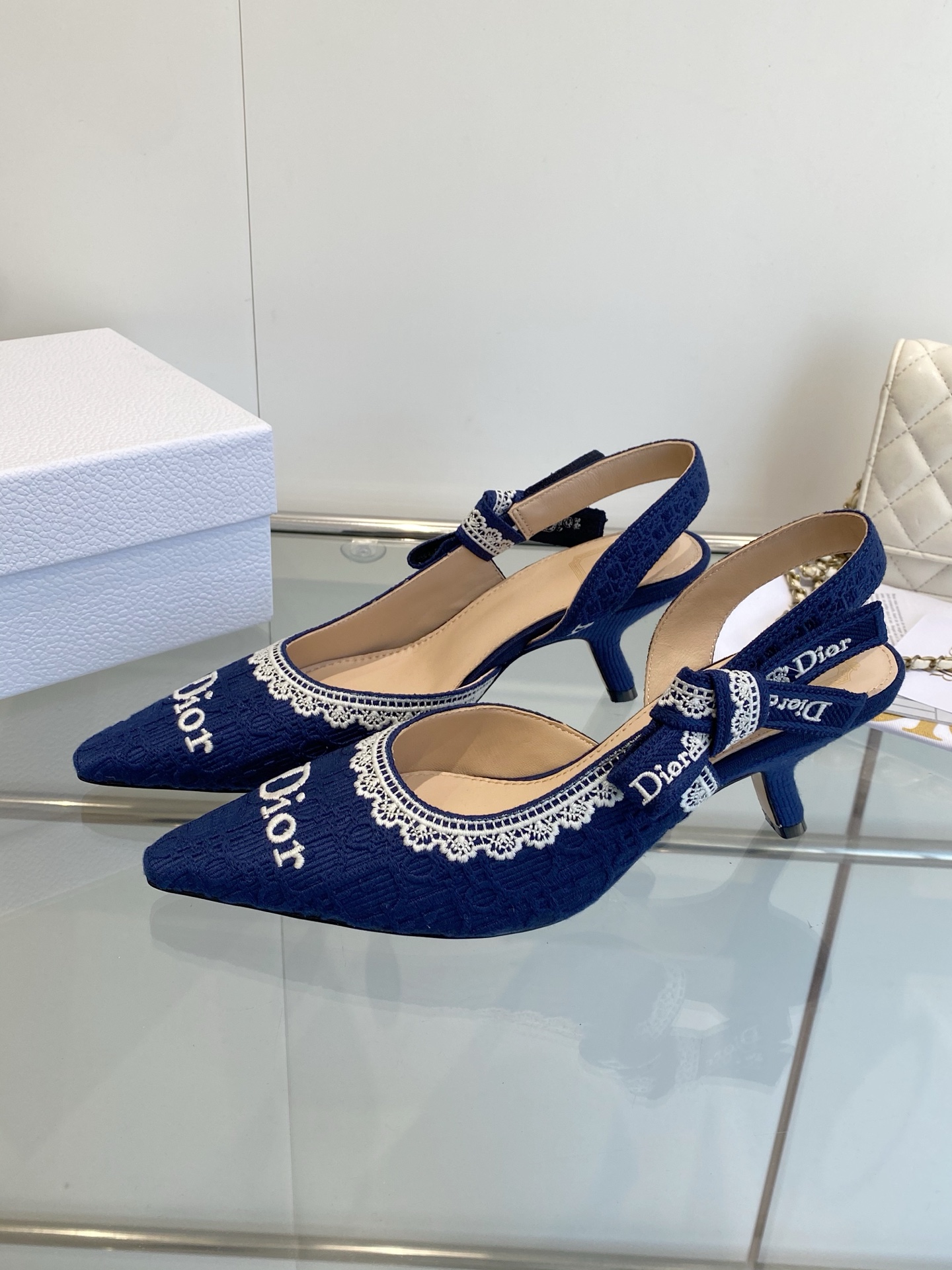 [TOP] Christian Dior 6cm Heels Mules - Blue - 711 Luxury