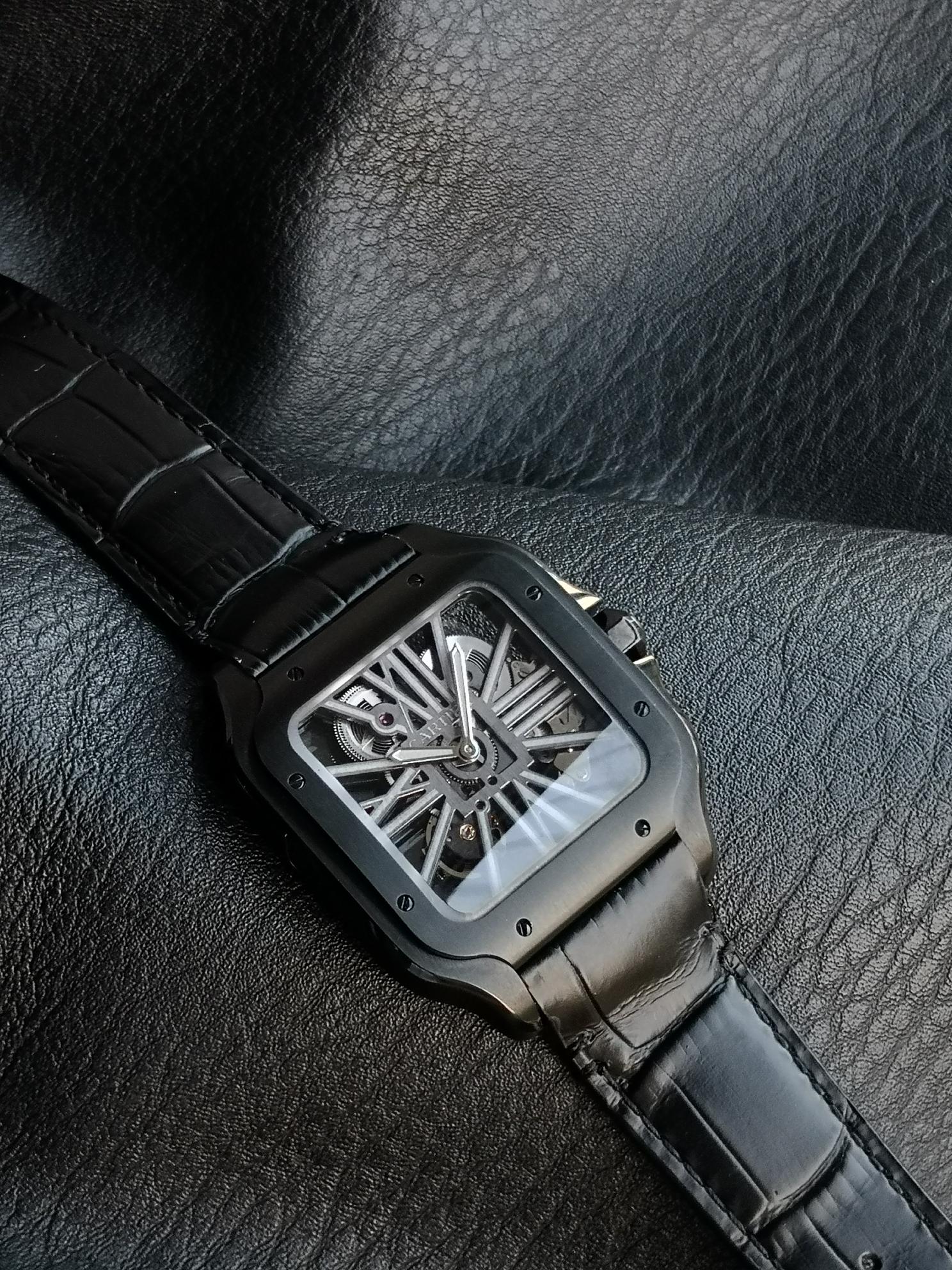 [TOP] Cartier Santos Watch - Black - 711 Luxury