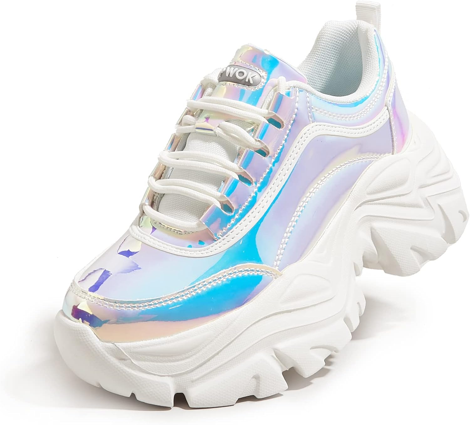 K KIP WOK Chunky Sneakers for Women Fashion Platform White Leather Casual Dad Shoes Comfortable Wedge Walking Sport Sneakers