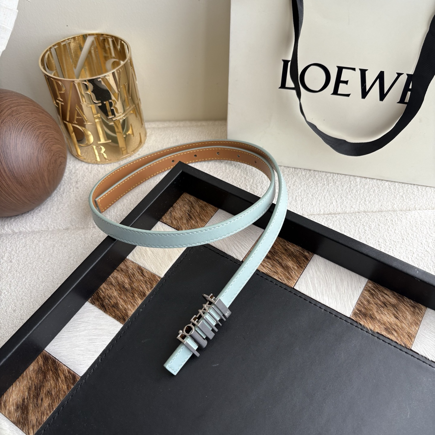 [TOP] LOEWE Leather Belt 1.5 cm - Blue - 711 Luxury